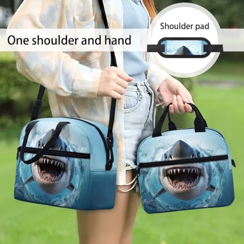 HELLHERO Shark Lunch Bag for Kids Teen Girls Boys Insulated Lunch Box Tote Handbag Adults Lunchbag Handy Lunchbox Thermal Meal Prep Organzier School Office Camping Beach - Image 4
