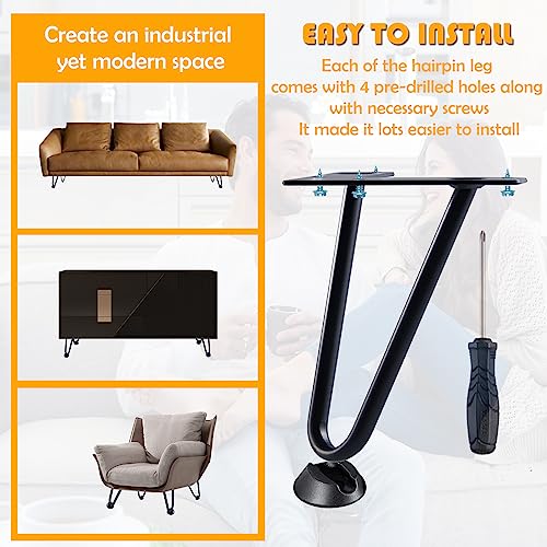 8 Inch Metal Hairpin Legs Hairpin Furniture Legs Set Of 4 Modern Home Diy Projects For Cabinet Nightstand Coffee And End Table Desk With Floor Protectors #TOP5