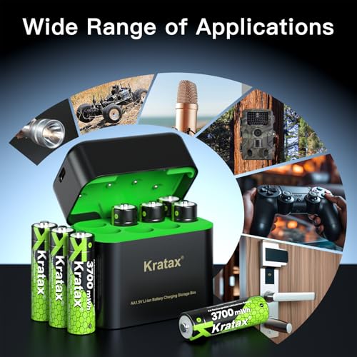 Kratax 3700mWh AA Rechargeable Lithium Batteries with Charger, 8 Pack high Capacity Double A li-ion Batteries 1.5v, Long Lasting, Charging Storage Box with AA Lithium Battery Rechargeable - Image 6