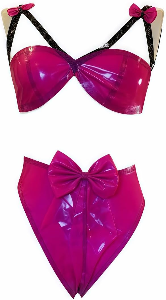 Women Latex Underwear Bow Tie Bikinis Sexy Mini Bathing Suit for Women Womens Swimsuits
