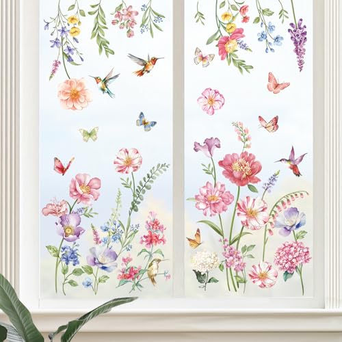 Spring Garden Flower Window Clings - Wildflower Butterflies Grass Easter Decals - Gifts for Her - Anti-Collision Glass Window Stickers  
Spring Garden Flower Window Clings - Double Sided Wildflower Butterflies Grass Easter Decals - Gifts for Her - An