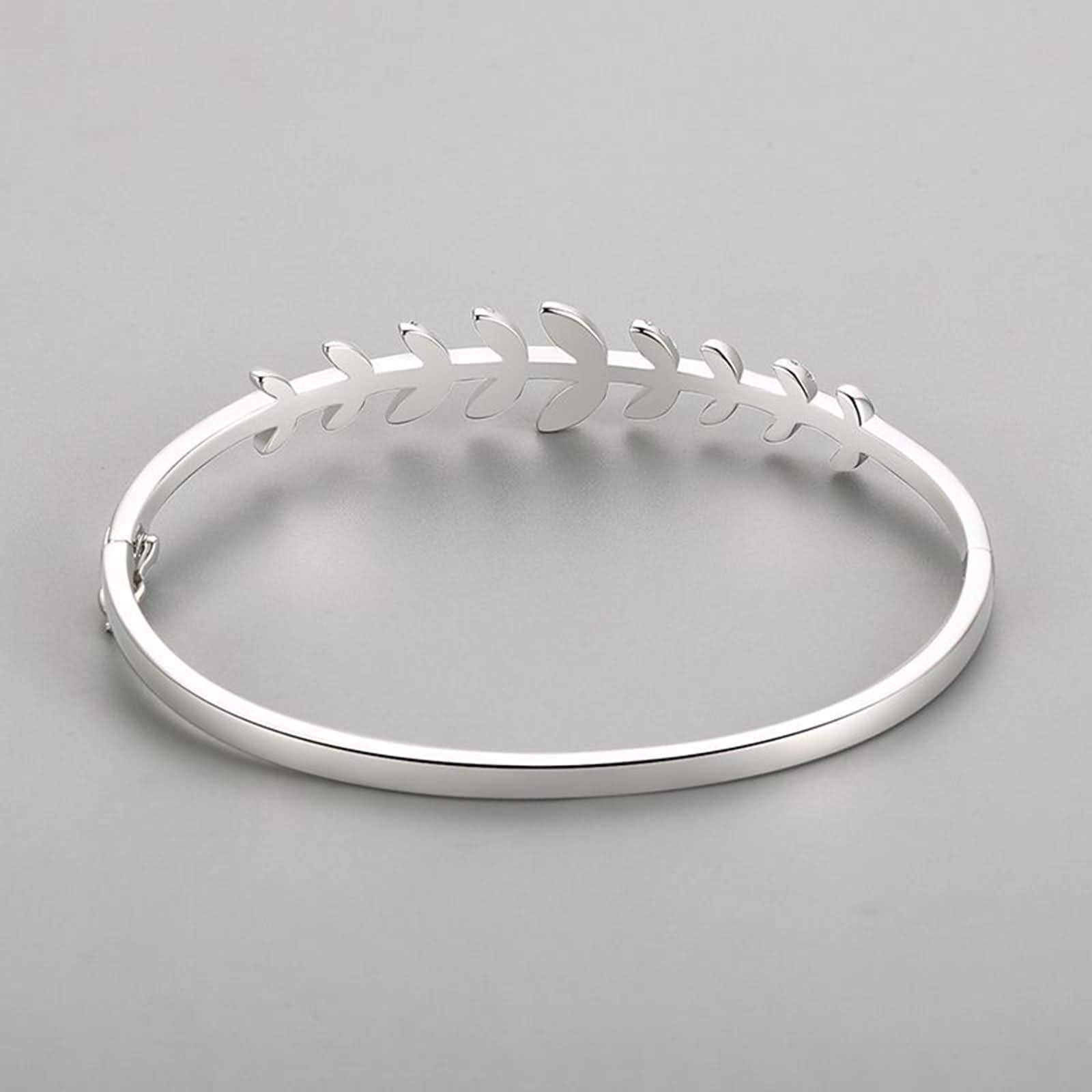 Friendship Bracelet Kit, bransoletka damska z liśćmi z okrągłym diamentem białe złoto/platyna 950