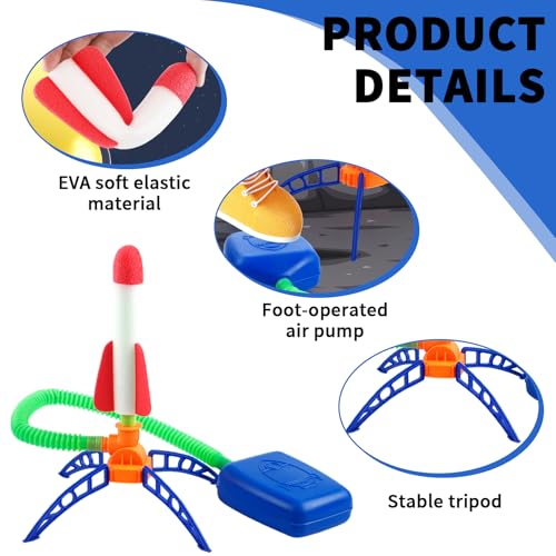 HhBdy Raketen Spielzeug für Kinder, Rakete Spielzeug mit 8 Schaumraketen Rakete Luftdruck Im Freien Rocket Toy für Kinder Raketen Luftdruck für Geburtstagsgeschenke für Jungen und Mädchen