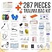 JJ CARE Trauma Bag (287 pcs), Fully Stocked EMT Medical Bag for Professionals, First Aid Emergency Medical Kit, First Responder Kit Essentials with Organizer Pouch