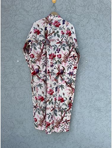Image of Hand block print Cotton Kimono bikini cover up,Indian Hand block print Cotton Bath Robe,Swim Wear,Nighrwere Dressing Gown