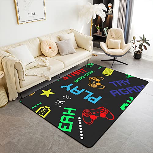 Loussiesd Gamer Rugs for Living Room Bedroom Non Slip Area Rug Kids Boys Girls Video Game Gamepad Carpet Area Rug Carpet for Kitchen 150 * 200cm