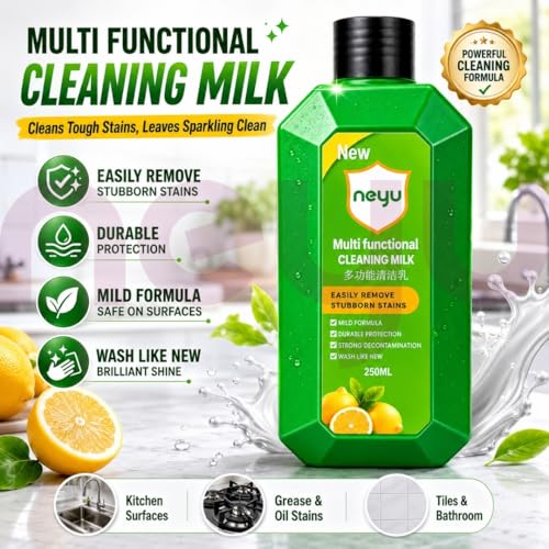 Image of NEYU Multi Functional Cleaning Milk With Sponge - Heavy Duty Multipurpose Cleaner for Kitchen, Bathroom & Household Tough Stain Removal with Sponge (2 Piece)