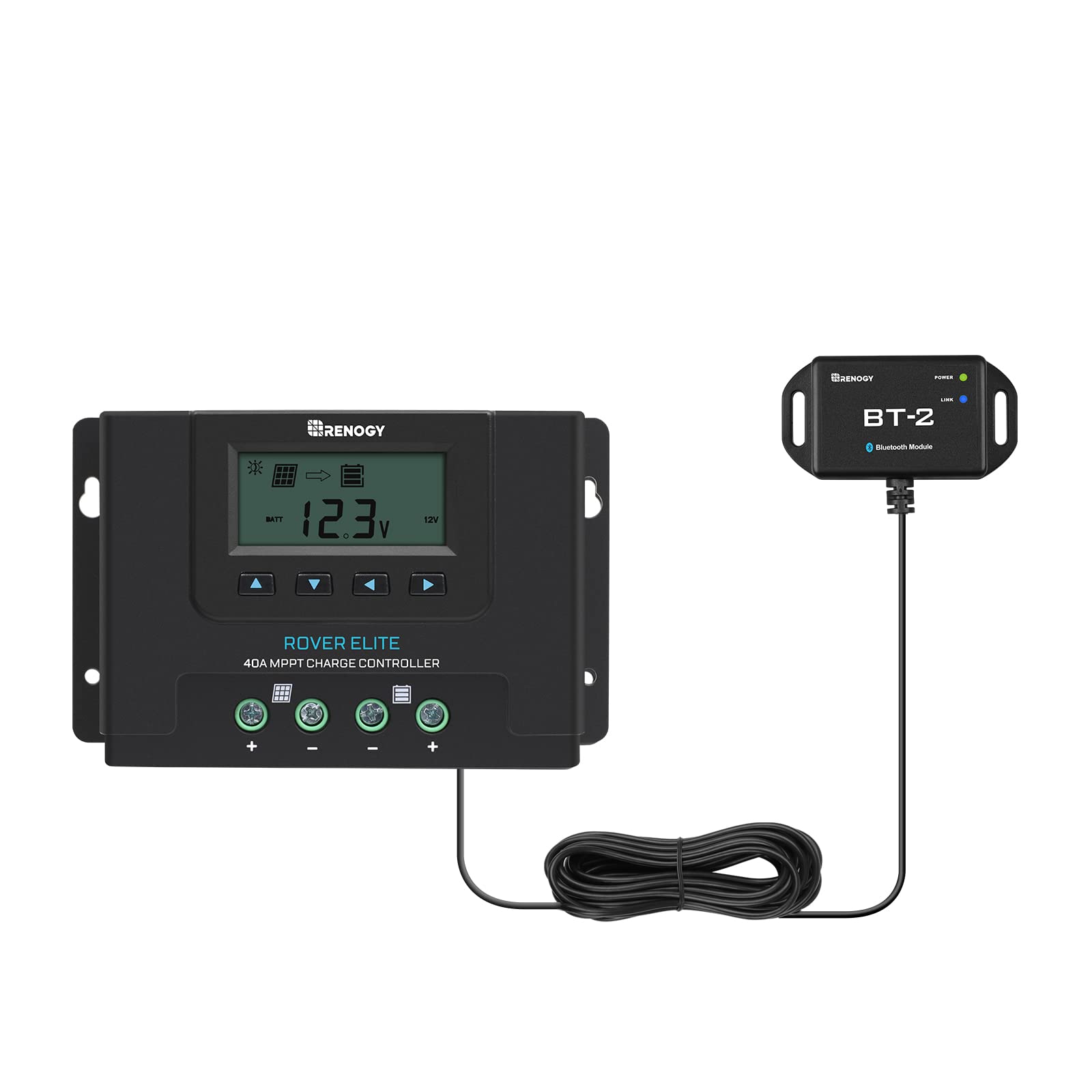 Renogy 40A MPPT Charge Controller with Bluetooth BT-2, 12V/24V Auto MPPT Solar Charge Controller with LCD Backlit Display, Temp Sensor, for Gel Sealed Flooded and Lithium Battery