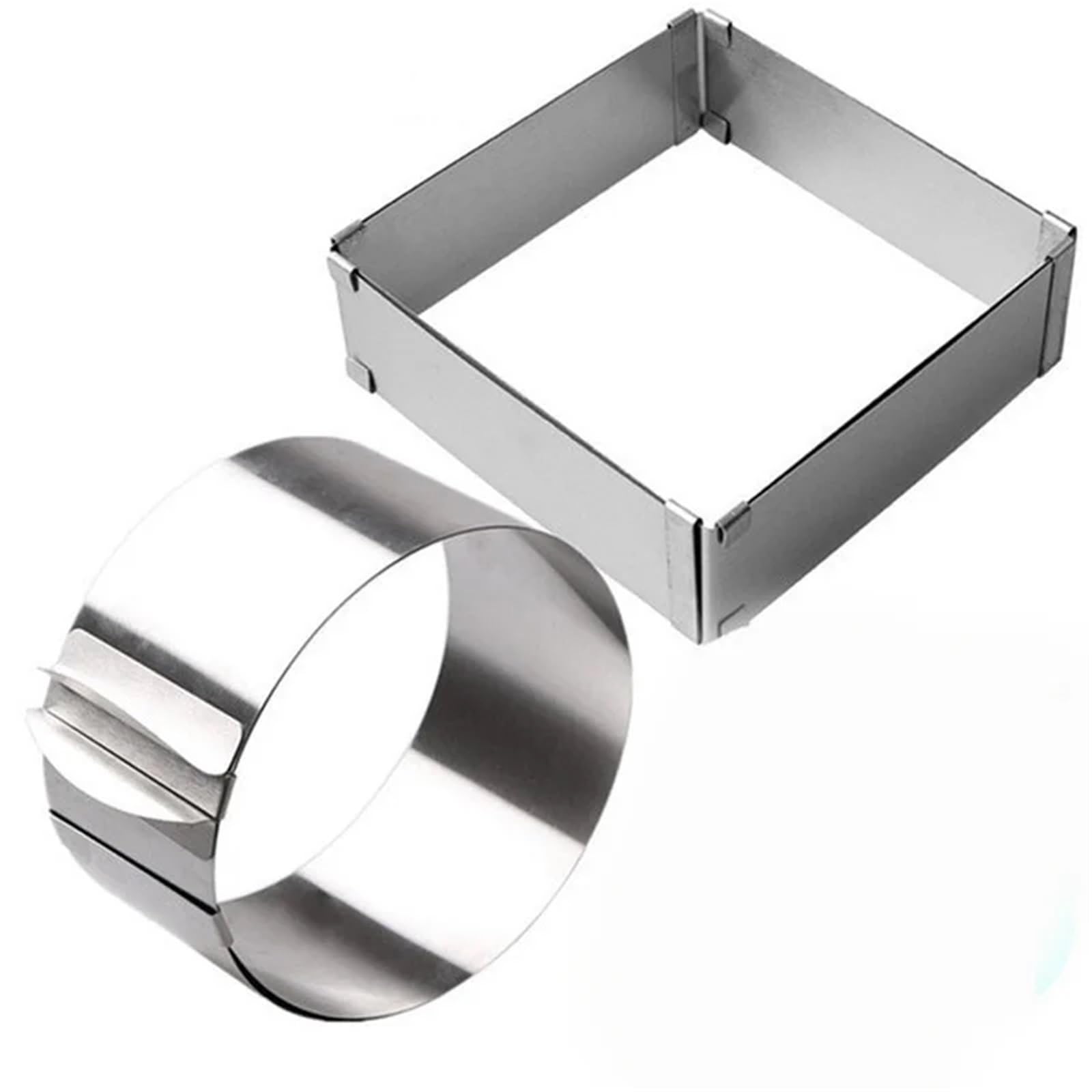 Anillo Cuadrado Redondo Ajustable for Mousse, Molde for Hornear Pasteles de Acero Inoxidable, Herramientas decoración postres Cocina para Mous, Postre, Pastele(Rotundity)