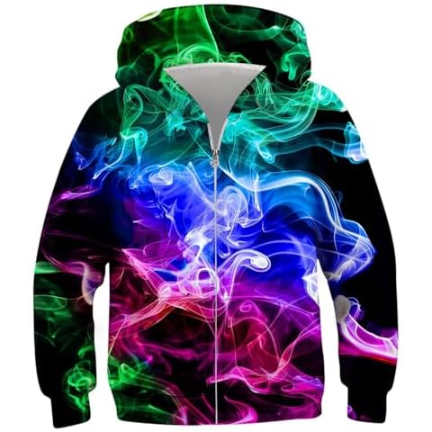 uideazone 12-14 Years Teenage Kids Boys Zip Up Hooded Sweatshirts Size 13t Trendy Color Smoke Long Sleeve Hoodies With Pockets Autumn Coat Tops Cover