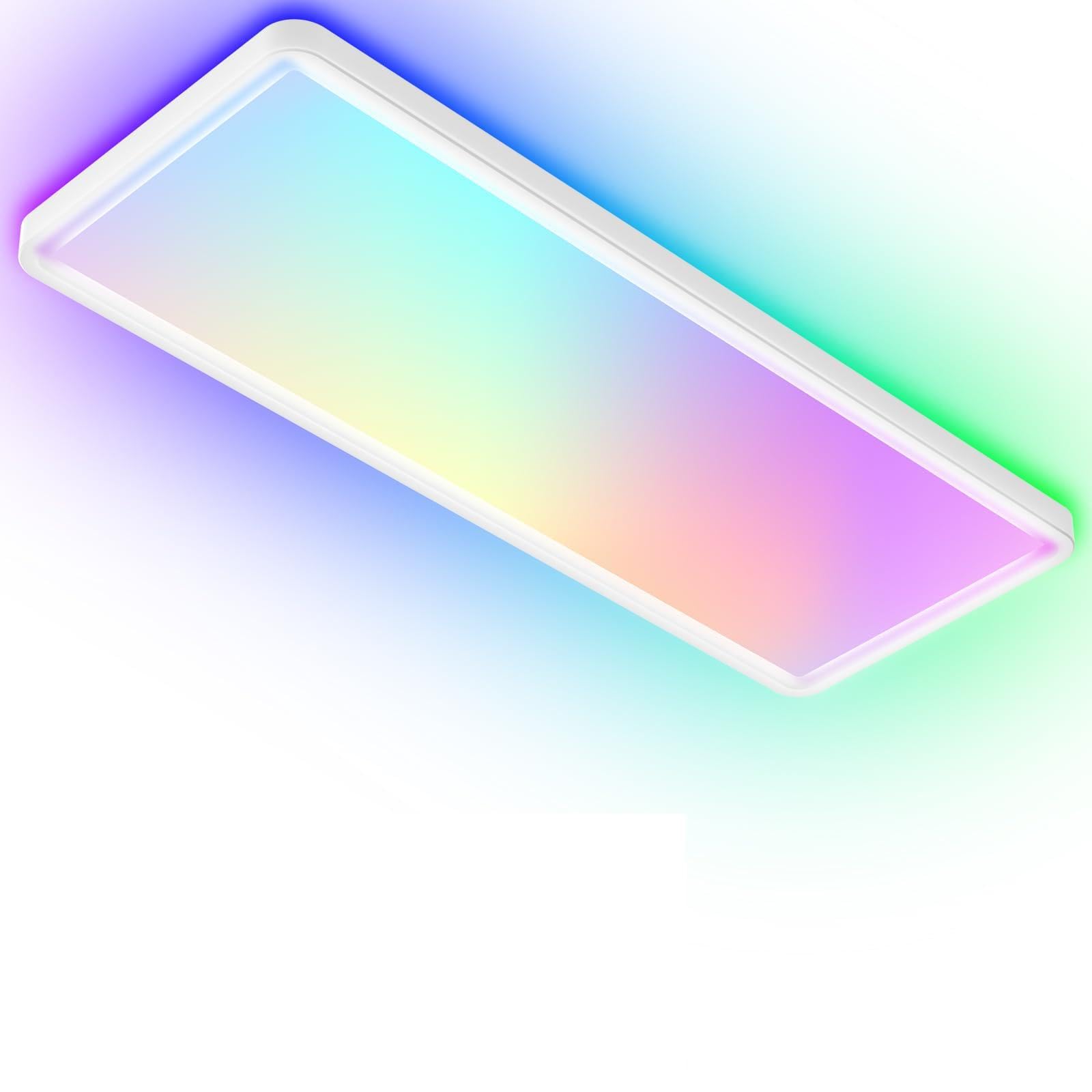 slochi LED Deckenleuchte Flach mit Fernbedienung,32w Deckenlampe Dimmbar mit Vorderes Licht RGB,3000K-6500K,Schlafzimmer Lampe für Wohnzimmer Kinderzimmer Badezimmer Küche Flur 58x22x30cm