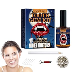 3 Pcs Tand sieraden edelstenen Kit | Reflecterende tanden tandheelkundige edelstenen DIY Kit – DIY tijdelijke tandsteen applicatiekit met uithardende lichte lijmkatoenrollen Jayehoze