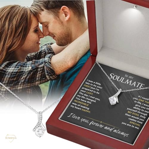To My Soulmate Necklace For Women, Soul Mate Jewelry for Women, Future Wife Gifts, To My Wife Necklace from Husband, Gifts for Girlfriend, Pendant With Message Card2