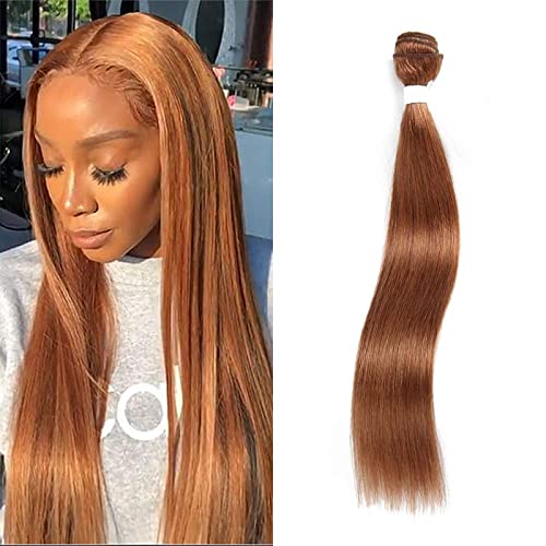 X-tress Straight Brazilian Remy Hair Light Brown Bundle Color 30 Hair Weave Human Hair Extension Ginger 100% Virgin Human Hair Weave (24 Inch)