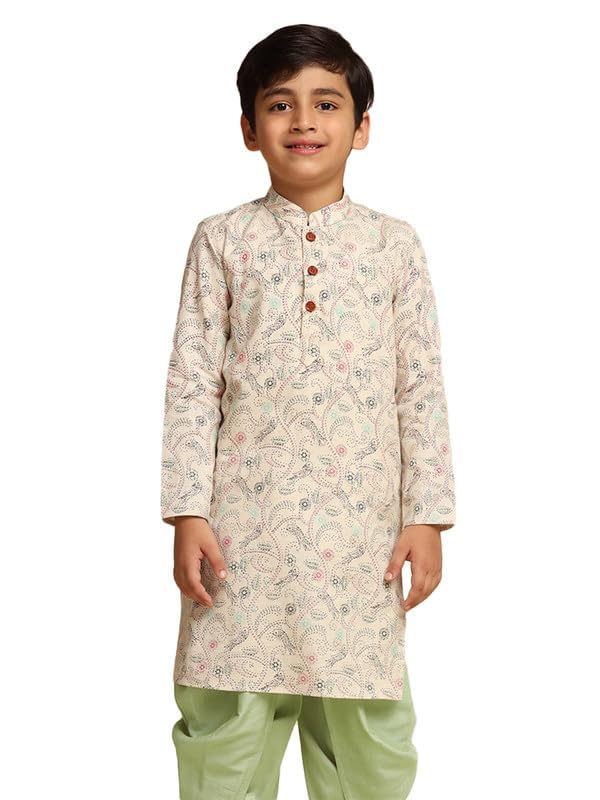 Image of KISAH Kids' Kurta - Printed Cotton Blend - Traditional Indian Ethnic Wear for Kids - Ideal for Weddings and Festivals