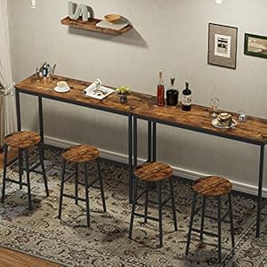 Bar Stools, Set of 2 Round Bar Chairs with Footrest, 24.4 Inch Kitchen Breakfast Bar Stools, Industrial Bar Stools, Easy Assembly, for Dining Room, Kitchen, Rustic Brown BAHR0201Z Bar Stools Set of 2 Round Bar Chairs with Footrest 244 Inch Kitchen Breakfast Bar Stools Industrial Bar Stools Easy Assembly for Dining Room Kitchen Rustic Brown BAHR0201Z
