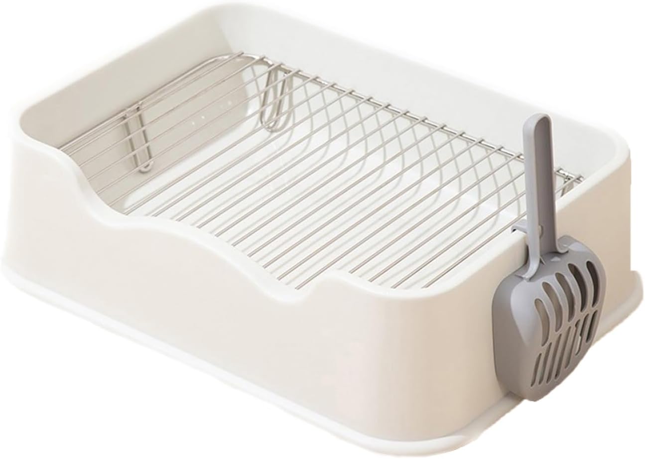 Training Dogs Potty Portable Pet Potty 304 Stainless Steel Mesh Frame Non-Slip Bottom Design Indoor and Outdoor Training Dog Tray for Small and Medium Dogs Easy to Clean(White)
