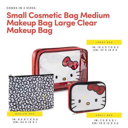Hello Kitty Cosmetic Case Set - Girls, Boys, Teens, Adults - Officially Licensed Hello Kitty Travel Cosmetic Case 3 Piece Set (Red)3