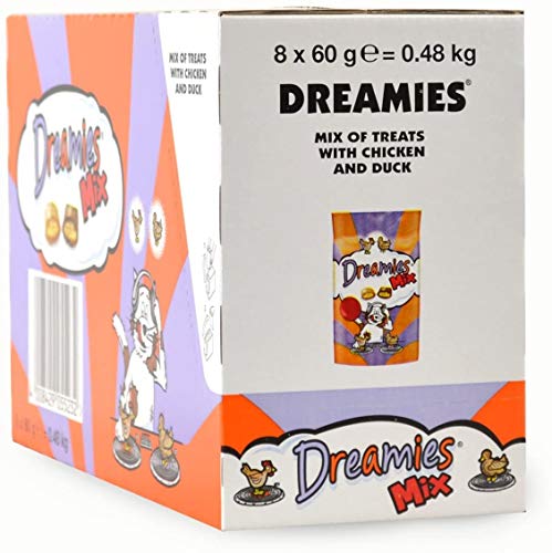 Dreamies Cat Treats Chicken and Duck 60g X 8 Pack Bulk Deal! (Variety)