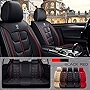 Zilituer Car Seat Covers for Chrysler 300 2005-2023,PU Leather Waterproof Cushion Cover,Vehicle Interior Accessories (Full Set) Black red