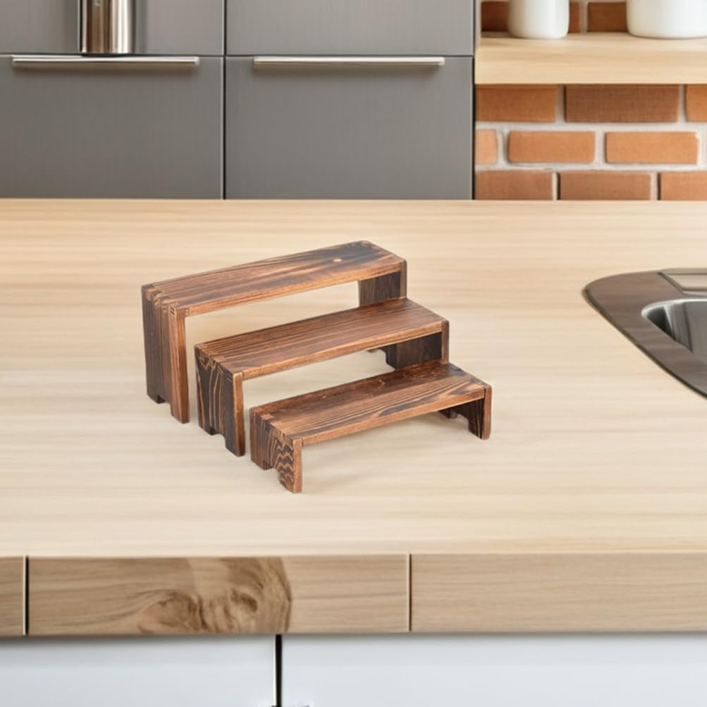 Cabilock 2sets Wooden Display Stand Three Organizer for Desserts Jewelry and Cosmetics Sturdy Riser for Home Retail Use Minimalist Aesthetic Versatile Storage