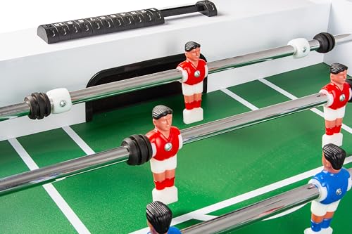 Leomark Tischfußball-Set Weiß-Schwarz mit Spielfiguren – Großer Kickertisch White Edition für Hause und Büro Höhe 85 cm – Bild 6