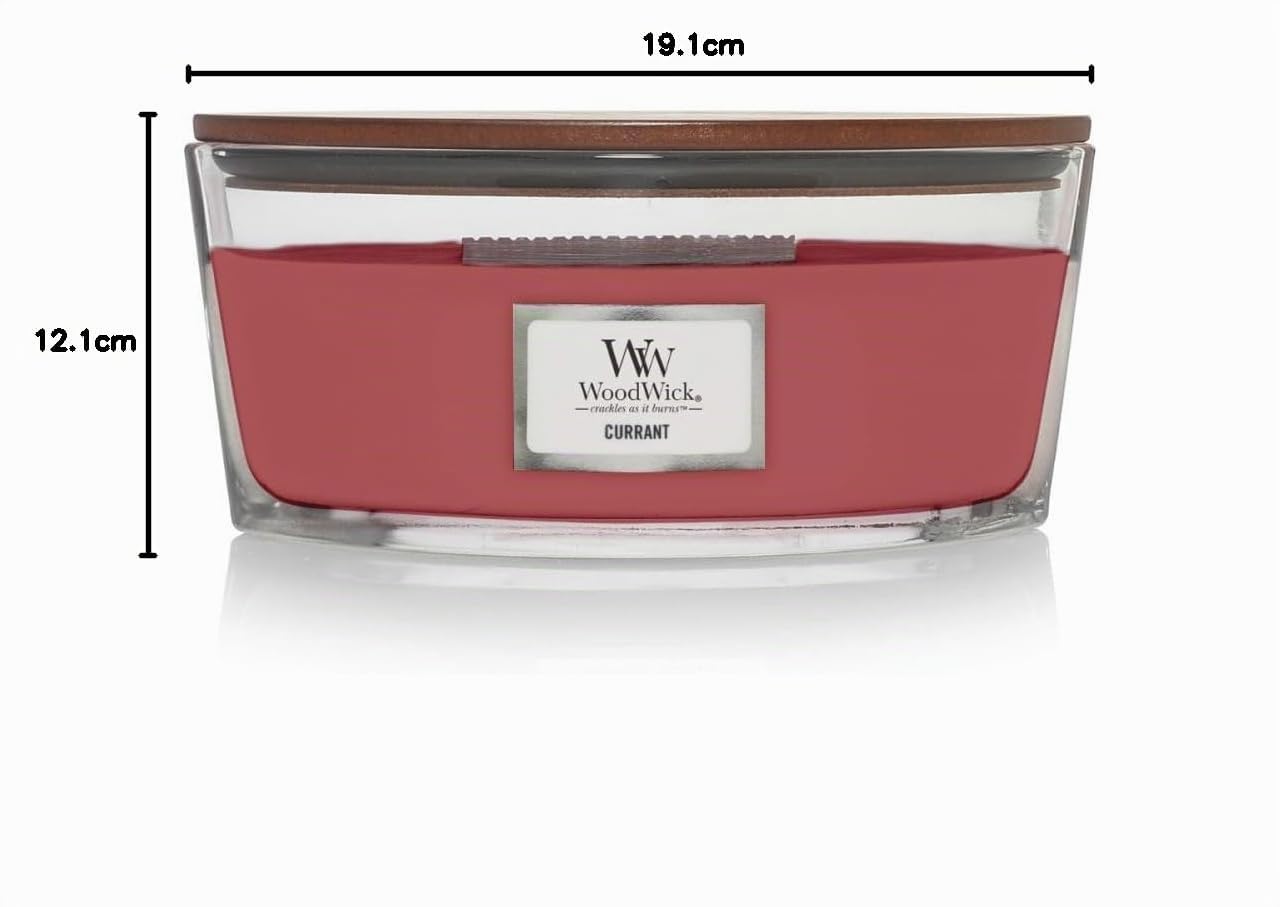 Woodwick Candela Profumata con Stoppino Scoppiettante, Uva Sultanina, Fino a 50 Ore, Vetro, Ribes, Large