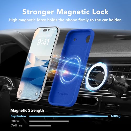 Image of Magnetic for iPhone Air Case, Compatible with MagSafe, [Full Camera Protection][Screen Protector] Silicone Shockproof Protective Phone Case for iPhone 17 Air 6.5 inch, Klein Blue