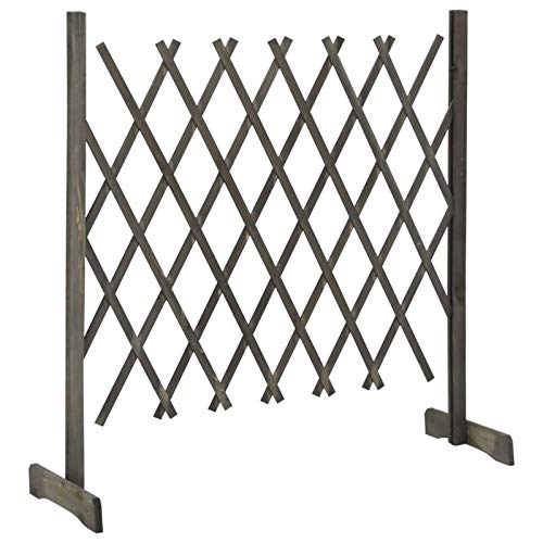 Homgoday Gartenzaun Rankgitter Massivholz Fichte Zaun Garten Outdoor Ideal für Garten und Tiere Grau 120 x 90 cm