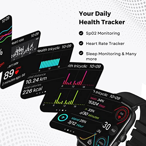 Image of Era Bluetooth Calling Smartwatch with 1.81 inch Full Touch Display, Voice Assistance, SPO2 & Heart Rate Monitoring, Smart Notifications, Music Control, Remote Camera, In-Built Mic & Speaker with IP67 Rating (Black)