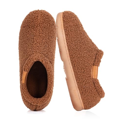 Memory Foam Slippers for Women - Indoor Cozy House Slip-on with Warm Curly Full Narrow