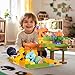 Fygurso Marble Runs for Kids 4-8, Dinosaur Toys, Interactive Learning STEM Building Toys with 4 Race Track, Compatible with All Major Brands for Kids Ages 3 4 5 6 7 8+ Boys Girls Gifts (Yellow)
