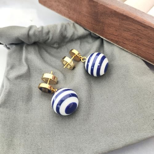18K Gold Dangle Enamel Pearl Letter Earrings for Girls | Hypoallergenic 925 | French Retro Mild Luxurious Elegant Earrings for Valentine's Day Social gathering Jewellery Present - Image 3