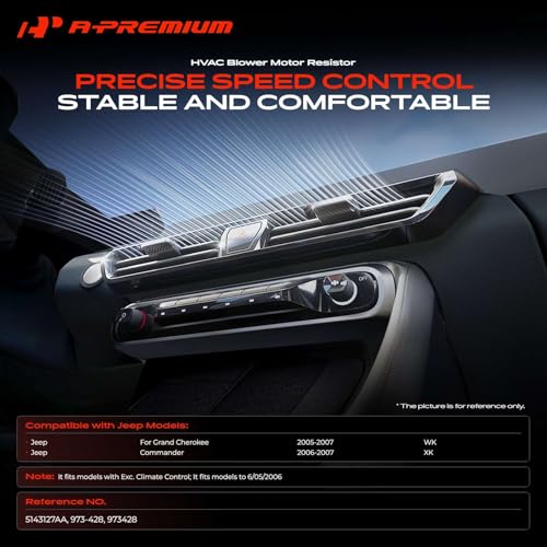 Image of A-Premium Front HVAC Blower Motor Resistor Compatible with Jeep Models | for Grand Cherokee 2005-2007, Commander 2006-2007