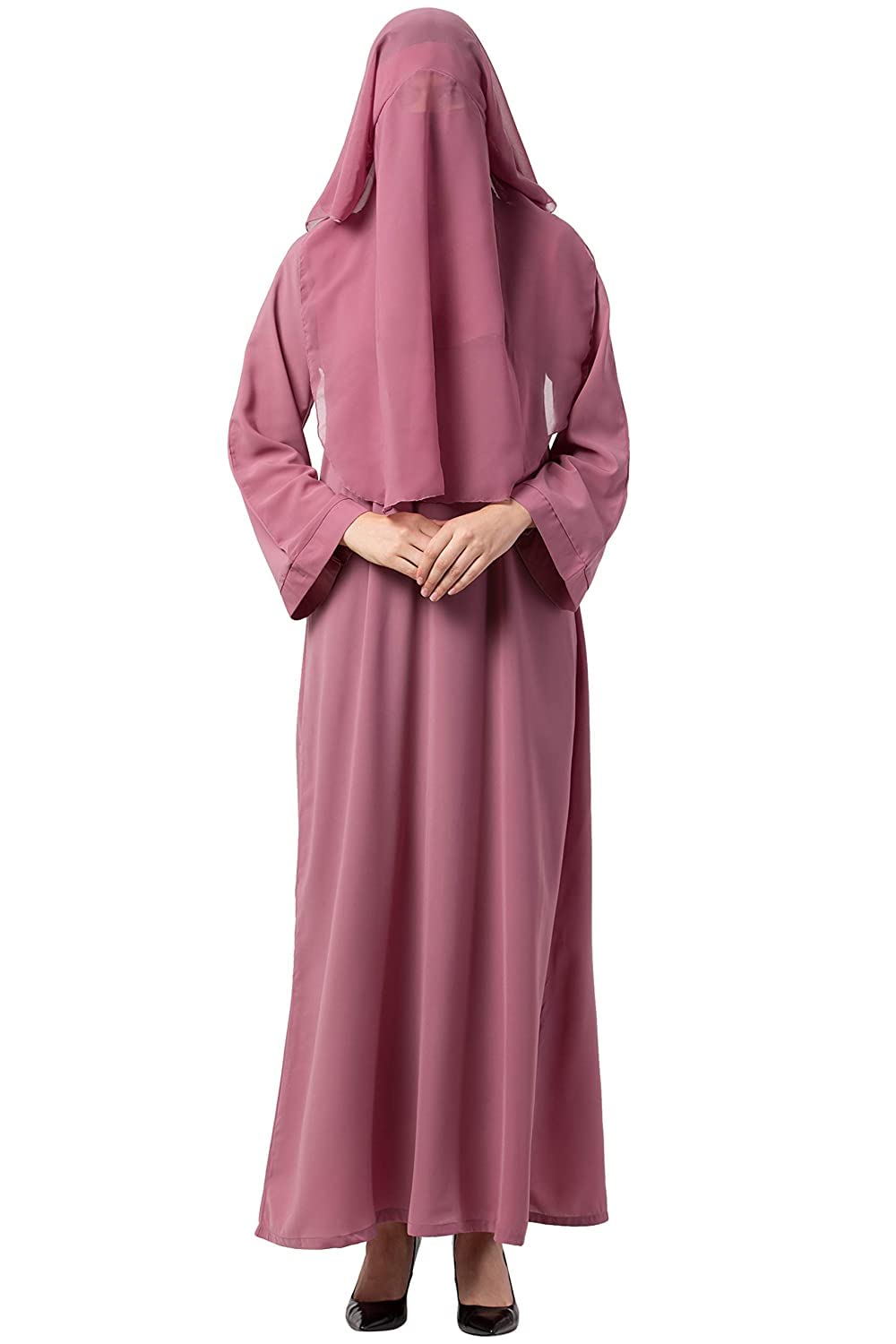 MushecoWomen's Nida Matte Fabric Full length Stylish and Front Open Abaya with Lace Work (Black, XX-Large)