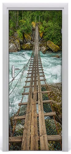 YQLKD Stickers Muraux Porte 3D Pont Suspendu Rivière PVC Auto-Adhésif Porte Décoration Papier Peint Bricolage Affiche Portes Murales