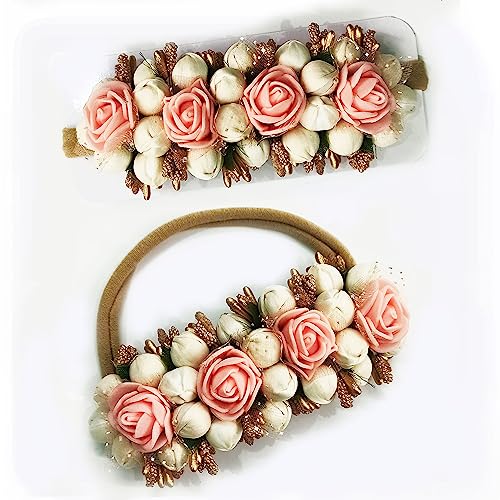 Lavitra Fashion headbands foam flower soft nylon hairbands for baby girls infants Toddlers – (Pack of one) (pink)
