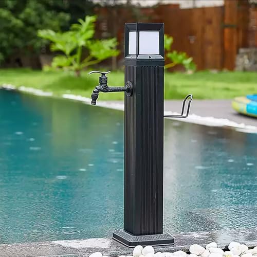 XBTGS Rubinetto a colonna d'acqua da giardino quadrato verticale per esterni, fontana ad energia solare, illuminata, idrante resistente all'inverno, per decorazioni paesaggistiche e gas, rubinetto a