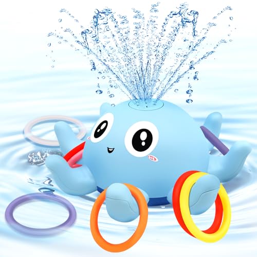 Baby Bath Toy, Light Up Octopus Sprinkler with 8 Sensory Rings, B...