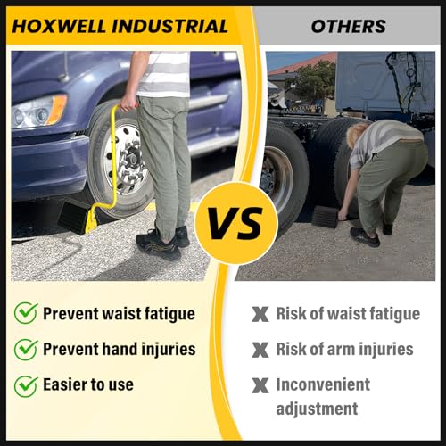 Image of HOXWELL 2 Pack Heavy Duty Rubber Wheel Chock with Handle, Sturdy Solid Anti Slip Wheel Stopper for All Weather Use -Trucks, RV, Travel Trailer, Pop Up Camper Accessory, 2 Pcs
