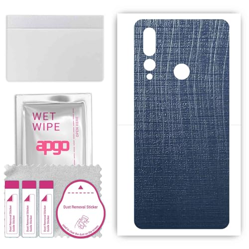 apgo Protecteur Skin, Autocollant, Peau, film en vinyle structuré pour l'arrière au modèle HTC Wildfire X avec motif Tissu bleu marine