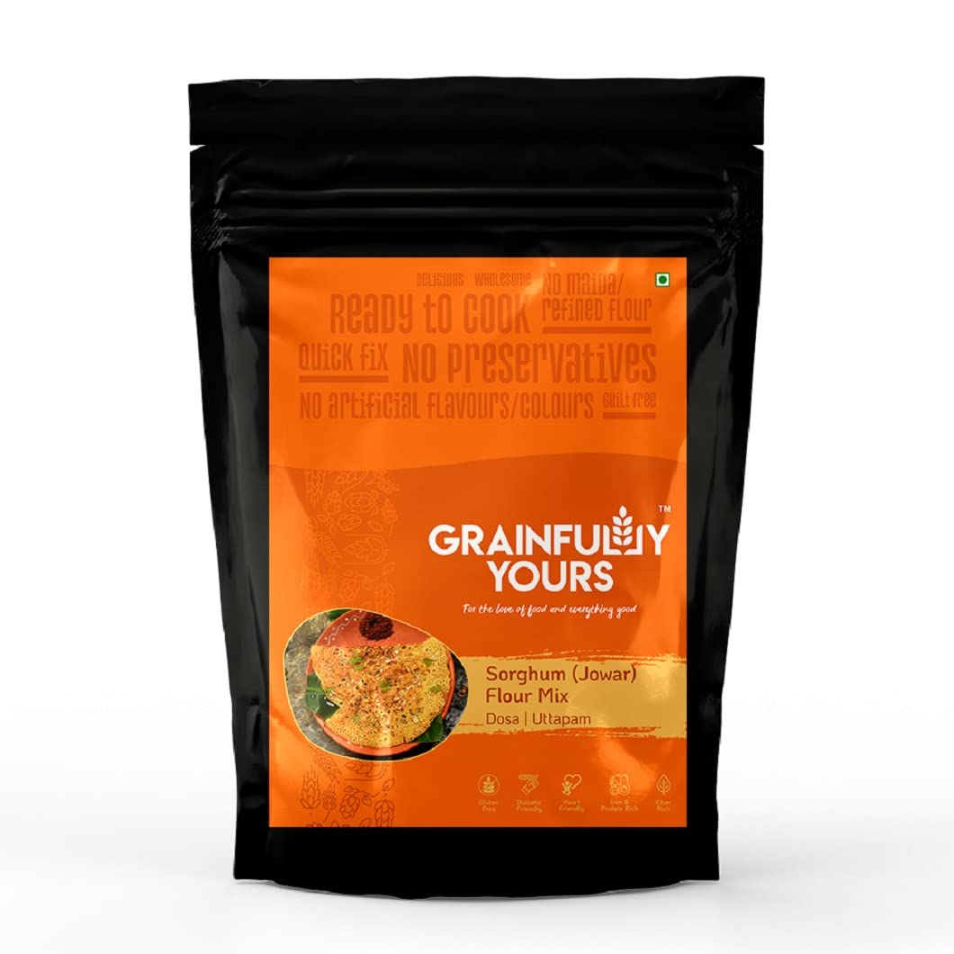 Grainfully Yours Sorghum Millet (Jowar) Flour Mix - Dosa | Uttapam. Ready to cook Premixes, Gluten free & all natural [200g pack] (B0BYNC3GD7) Amazon Price History, Amazon Price Tracker