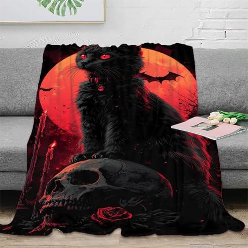 Couverture chat noir en microfibre 127x152 cm pour lit et canapé - 3