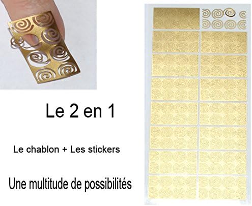 Manicure Set 16 Vinyl Adhesive Chablon Stencils + 128 Gold Nail Art Stickers Nail Resin / Gel UV-Curing