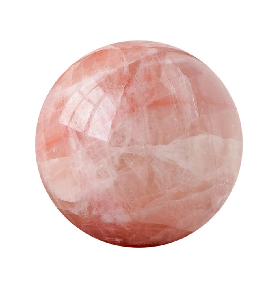ICXLPMC Red Calcite Crystal Sphere, Polished Stone Ball for Feng Shui,Decorative Figurines Home Office Decor Gift with Stand,60~70mm