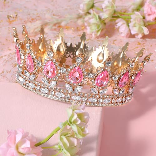 Grevosea 1 Stück Krone Damen Prinzessin Tiara Kristall Krone Damen Vintage Tiara Krone für Frauen Glitzernde Braut Diadem Haarschmuck für Brautkrone,Hochzeit,Abschlussball,Festzug Geburtstag Party(B)