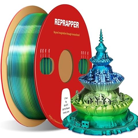 RepRapper Forest Rainbow Silk PLA Filament 1.75mm, Shiny Gradient Multicolor 3D Printer Filament, High Gloss PLA, ±0.03mm, 1kg Spool, Smooth & Easy Print for FDM 3D Printers