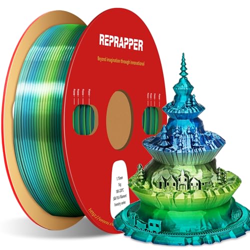 ⚡ RepRapper Forestry Rainbow PLA Filament, Shiny Multicolor Silk PLA 1.75 mm Filament (+-0.03 mm), Sparkle Fast Change Multi-color1 kg 3D Printer Filament for 3D Printer