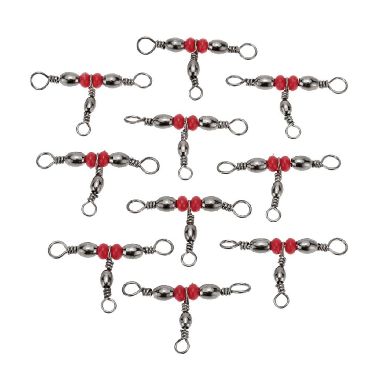 YARNOW 300 Piezas Conector Giratorio de Pesca giratorios triples de Pesca Aparejos giratorios de Pesca polea Accesorios Pesca Estilo japones Equipo de Pesca Pescar Girar Rojo