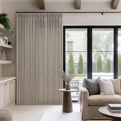 Image of Extra Wide 100 Inch Width Curtains 96 Inches Long Pinch Pleated Taupe